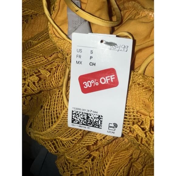 H&M Mustard Yellow Floral Lace Dress Women's Size Small NEW NWT - Picture 12 of 13